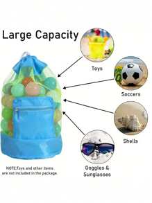 Adjustable Nylon Beach Toy Bag With Drawstring Closure - Lightweight Mesh Storage For Toys, Clothes & More - Perfect For Teenagers' Beach Outings, Available In 5 Color Options, Beach Toys For Teenagers(No Pockets)