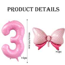 40 Inch Number 0-9 Balloon With Bow Pink Happy Birthday Jumbo Number Balloon For Daughter Birthday Decorations Party Supplies - Multicolor - View 11