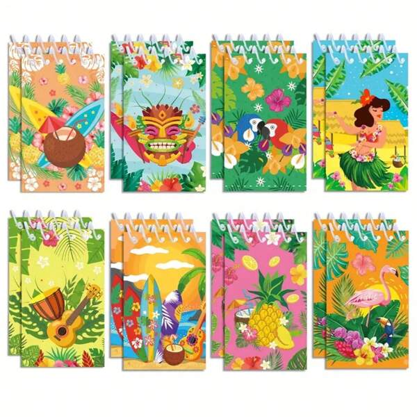 8pcs/Set Creative Summer Beach Spiral Notebooks, Mini Portable Student Notepad