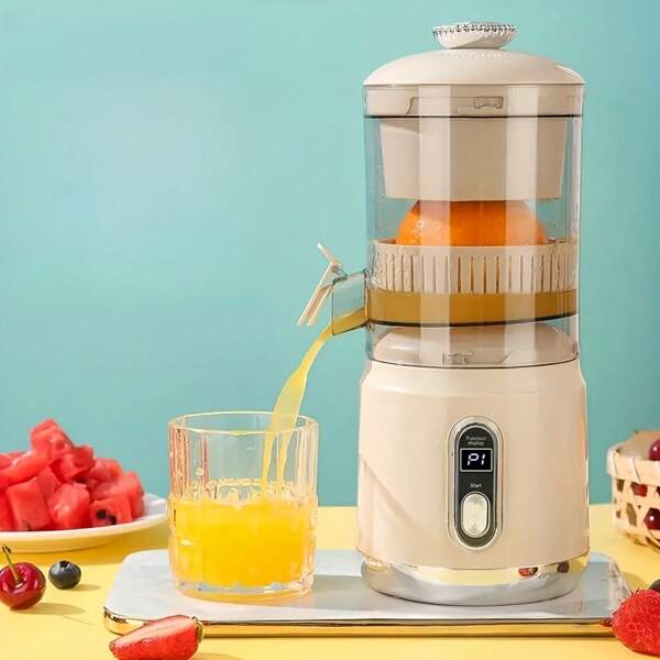 1 pezzo Spremiagrumi automatico di grande diametro con separazione dei residui, base silenziosa antiscivolo, tazza in PP, per frullati e frappè, estrattore di succo | elettrodomestico dal design elegante | materiale facile da pulire, estrattore di succo d'arancia