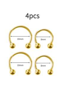 2/4/6 pièces Anneau de nez, anneau de septum, boucles d'oreilles en acier inoxydable BCR pour cartilage, faux piercing d'oreille circulaire, tragus, bijoux de corps en forme de fer à cheval