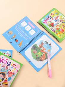 1 Pc Interesting Watercolor Book, Watercolor Painting Book With A Variety Of Cartoon Patterns, Fashion Coloring Book To Enhance Imagination And Cultivate Students' Interest In Handmade DIY Graffiti, Friend's Stationery Picture Book, 1 Random Colored Pen, School Supplies For Little Artists - A Must-Have For The Back-To-School Season,Back To School