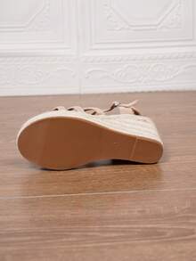 Women's Spring/Summer Vacation Buckle Wedge Platform Sandals - Apricot - View 4