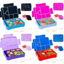 Adorable Pattern Kids Lunch Box Portable Divided Microwave Oven Bento Box Leakproof Food Container For Back To School Kitchen