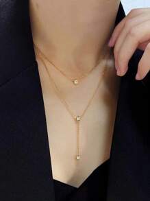 1pc Summer Ins Style Minimalist Double Layer Necklace, Women Elegant Collarbone Chain, Unique Design