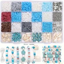 3200 Stücke Schmuckherstellung Set mit ozeanblau thematischen gemischten Polymer-Ton-Perlen, einschließlich Schildkröten/Muschel/Seestern Anhänger für DIY Freundschaftsarmbänder, Halsketten, Ohrringe, Bastelarbeiten, Geschenke (Zufallsfarben)