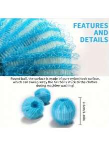 Bolas para eliminación del pelo de mascotas en la lavadora, bolas esponjosas para la colada - Anti, bolas de limpieza para la lavadora, atrapapelusas reutilizables y duraderas, mantiene la ropa y la ropa de cama sin pelos, esencial para los dueños de mascotas - mejora tu experiencia de lavandería