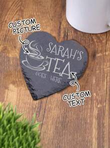1pc Personalized Stone Coaster, Personalised Your Drink Here, Custom Text And Drink Picture Ornament, Tea Coffee Gin Beer Wine Whisky Laser Engraved Gift, Unique Ideal Gifts For Him, Her, Boyfriend, Girlfriend, Dad, Mom, Family, Friends For Anniversaries, For Valentine's Day, For Mother's Day, For Birthdays, For Holiday Party, For Father's Day, For Graduation, For Weddings, For Halloween, For Couples Gift, Wedding, Christmas