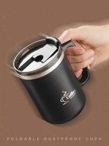 1 pezzo tazza in acciaio inossidabile con coperchio, tazza da caffè da 450ml a doppia parete, tazza da viaggio termica con coperchio scorrevole anti-fuoriuscite, nero/grigio/bianco