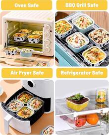 Moldes de papel de aluminio pequeños cuadrados para hornear, 50 unidades, charola desechable con tapa, contenedor para cupcakes, brownies, pasteles de queso, color dorado - Negro - - Ver 6