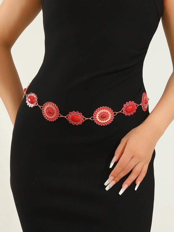 سلسلة خصر أنيقة وأنيقة مزينة بالزهور للنساء، مناسبة للسفر والصيف والمدرسة والخريف وعيد الهالوين