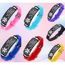 Personalized Medical Identification Alert Silicone Bracelet, ICE Health Conditions Awareness Bangle Custom ID Medic Jewelry For Emergency, Casual Medic Rubber Wristband, Name/Address/Phone Number/Medical Issues Engravable, Aid Bag Included - Multicolor - View 1
