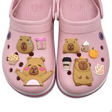 10/15PCS Shoe Accessories , Cute Capybara And Little Monster Cartoon Hole Shoes Flower Shoe Buckle, Removable DIY Shoe Decorations Gift Creative Street Style , PVC Soft Rubber Material ,DIY Shoe Buckle ,Shoe Flower Shoe Clip High-End Temperament New Shoe Buckle,Hole Shoes Accessories Slippers Children And Adults Universal Detachable DIY Cute Accessories,Can Be Matched With Any Style