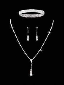 Bolso de mano de noche para mujer con brillantes, set de 4 clips de oreja con brillantes para novia y boda, choker, pulsera y colgante, bolso brillante perfecto para fiesta, boda, baile de graduación, cena/banquete, vestido de novia, ropa formal, vestido de graduación, vestido de cumpleaños