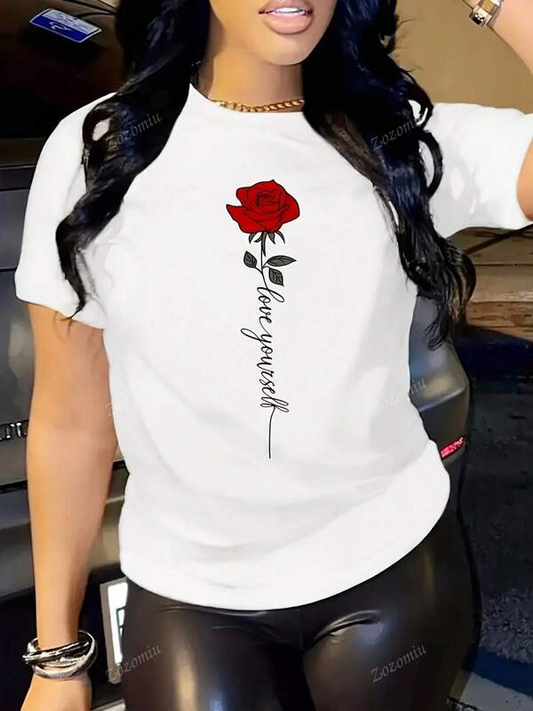 Camiseta de algodón con estampado casual de moda para mujer