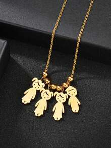 1 件定制不锈钢儿童吊坠项链，个性化手工 DIY 雕刻名字家庭项链 - 彩色 - 查看 7