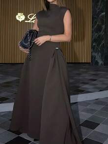 Đầm dài xếp ly thời trang chữ A thanh lịch dành cho nữ - Cà phê - Xem 3