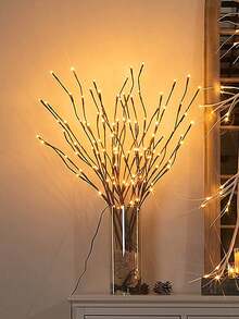 1 buah Lampu Cabang LED 20 Lampu Setinggi 54CM, 2 Bagian, Menyala Terus Menerus, Bertenaga Baterai, Pencahayaan Dekorasi Rumah untuk Kamar Tidur, Ruang Tamu, Berkemah, Liburan, Pesta, Pernikahan - Kuning - View 3