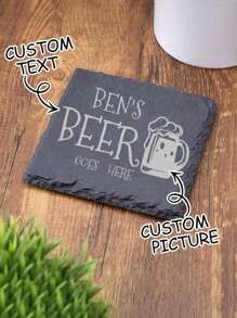 1pc Personalized Stone Coaster, Personalised Your Drink Here, Custom Text And Drink Picture Ornament, Tea Coffee Gin Beer Wine Whisky Laser Engraved Gift, Unique Ideal Gifts For Him, Her, Boyfriend, Girlfriend, Dad, Mom, Family, Friends For Anniversaries, For Valentine's Day, For Mother's Day, For Birthdays, For Holiday Party, For Father's Day, For Graduation, For Weddings, For Halloween, For Couples Gift, Wedding, Christmas