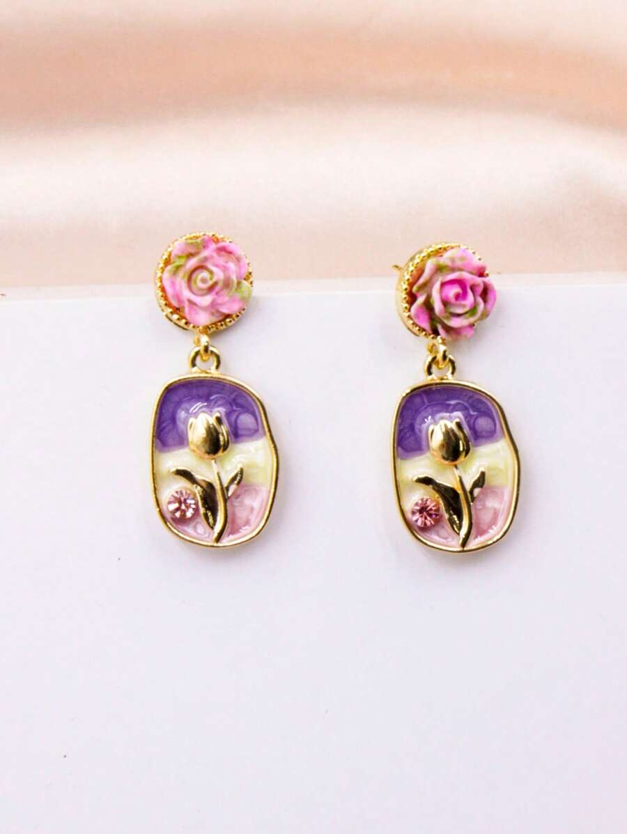 1 Pair Vintage Luxury High Fashion Drop Earrings