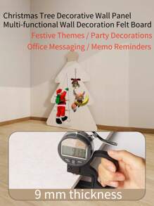 1pc Self-Adhesive Reusable Felt Christmas Tree Shape Decoration Board, Notice Board For Photos, Memos, Suitable For Holiday Decor, Room Decor, Wall Covering, Office Memo, Fits Bedroom, Study, Living Room, Office, Dorm And Various Backgrounds