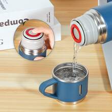 Termos de acero inoxidable, termo a prueba de fugas, botella de agua sin BPA, termo de 500 ml con taza y asa, termo para café y té, botella para bicicleta(Azul) - Azul - Ver 6