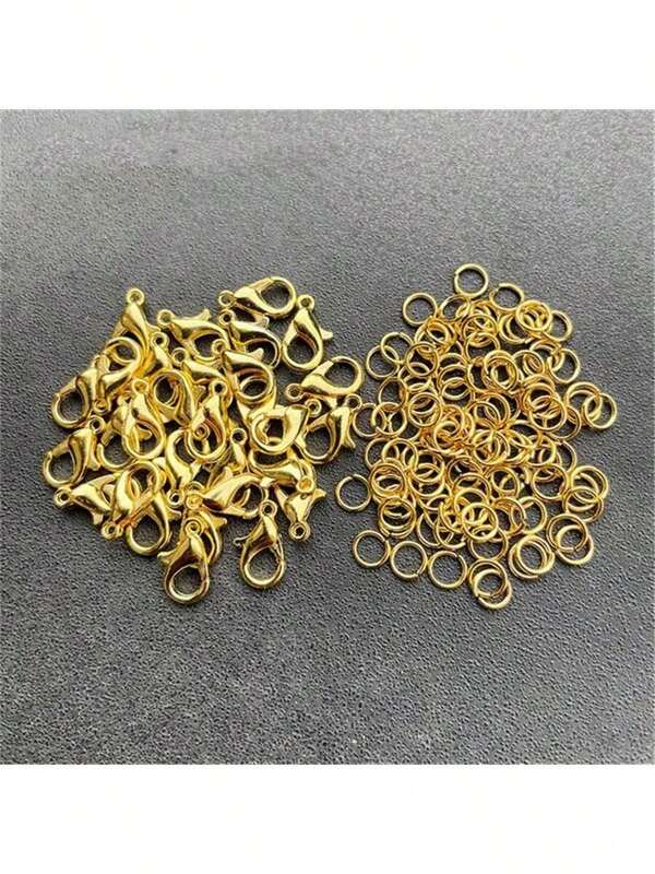 20 piezas/lote Mosquetón 40 piezas/lote Anillas partidas para hacer pulseras, collares y cadenas - Suministros para hacer joyas DIY