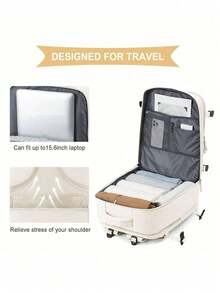 Balo du lịch Ryanair, Túi xách tay 40x20x25 có ngăn đựng giày, Ngăn đựng đồ ướt và khô, Túi xách tay dưới ghế, Túi hàng không, Balo du lịch nữ, Balo thường ngày được chứng nhận hàng không, Balo hành lý ngoài trời Túi công tác cuối tuần có đầu ra USB Balo du lịch chống thấm nước cho nam - Màu be - Xem 2