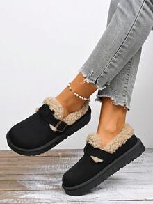 2025年冬季新款室内外加厚保暖雪地靴。女士经典时尚舒适包头/带扣低帮保暖内衬靴