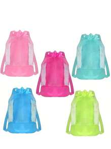 Adjustable Nylon Beach Toy Bag With Drawstring Closure - Lightweight Mesh Storage For Toys, Clothes & More - Perfect For Teenagers' Beach Outings, Available In 5 Color Options, Beach Toys For Teenagers(No Pockets)