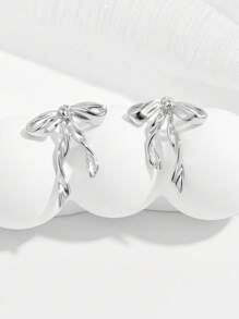 1 par de brincos elegantes, delicados e românticos de prata 925 com design de laço, adequados para mulheres, para combinar com festas, como presente