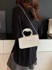 1 buc. Geantă de umăr cu lanț cilindric rotund la modă, geantă de mână versatilă de lux pentru machiaj