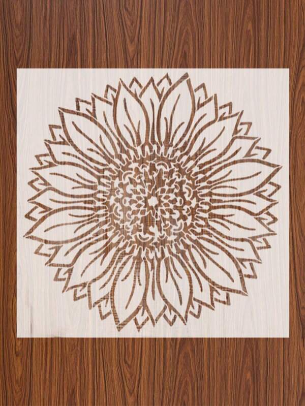 1pc Sunflower Stencil Template - Reusable 11.8" X 11.8" Plastic Crafting Stencil For Painting, Drawing, Wall Art, Wood, Canvas - Durable And Easy To Use School Supplies,Back To School