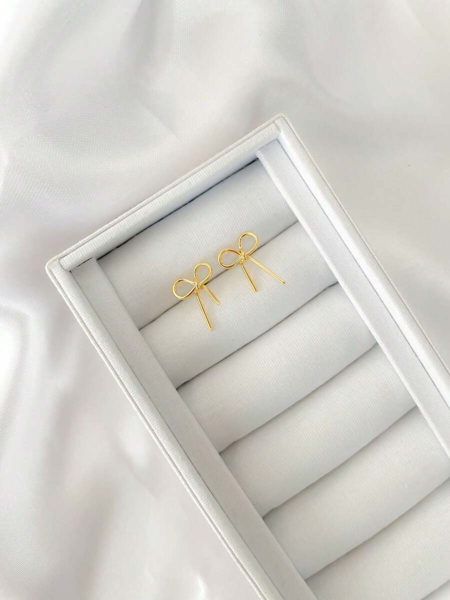 Brinco Laço Banhado a Ouro 18K - Dourado - Visão 1