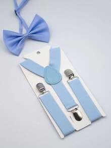 2 piezas/1 set de corbatas de moño y tirantes de unicolor para niños, aptos para bodas, fiestas de cumpleaños, regalos conmemorativos de diferentes festividades, actuaciones escolares, decoraciones y uso diario neutral - Multicolor - Ver 8