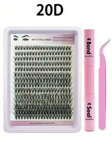 30/40/50/60/80/100D 8-16 mm D Curl Kit de extensión de pestañas con unión de pestañas y pegamento de sellado, grupos de pestañas, herramientas de maquillaje, kit de extensión de pestañas DIY para pegar pestañas,pestañas pestans extensiones de pestañas