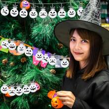 24 Pcs Wooden Halloween Decorations Christmas Tree Decoration Circular Party Atmosphere