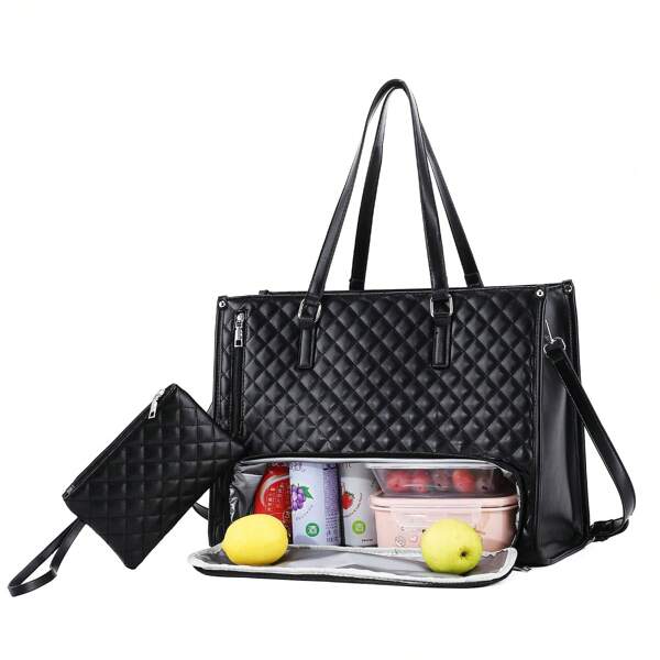 Bolso de almuerzo de bandolera, combinación de cartera para ir al trabajo, nuevo, de moda, de gran capacidad, bolso tote clásico de varios colores, bolsa con aislamiento, se puede colocar en la computadora, bolso de mamá, bolso de mano para ir al trabajo, bolsa de fitness diaria, bolsa de picnic, bolsa de bandolera con aislamiento resistente al agua