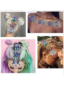 INS Music Festival Rhinestone Makeup Hair Jewels - Brow Gems, Forehead Crystals, European And American Hair Accessories, Suitable For Parties, Gatherings, Makeup And Costume Balls