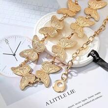 A New Style Metal Butterfly Ornament Waist Chain, A Gold Waist Belt, The Gold Waist Chain Can Be Paired With Skirts And Dresses, A Fitted Chain-Decorated Waist Belt That Accentuates The Waistline, Featuring A Butterfly Bohemian Zinc Alloy Geometric Pattern, Suitable For Weddings, Parties, Sports, A Uniquely Slender Women's Waist Chain, Suitable For Spring, Summer, Autumn, And Winter.