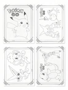 pokemon 8 Pages/Book Pocket Monster Cartoon Coloring Book: Double-Sided Printing, Random 16 Pictures, DIY Painting Toy With Stickers, Suitable For Boys And Girls As Thanksgiving, Christmas, New Year Gifts