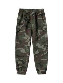 Quần Cargo ngụy trang cổ điển dành cho nam, quần nỉ có dây rút nhiều túi, dáng rộng thoải mái, đa năng, mùa xuân và thu - xanh quân đội - Xem 2