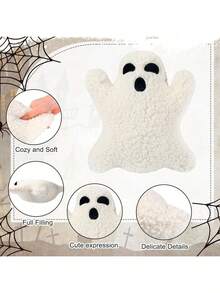 万圣节幽灵枕头派对装饰鬼形靠垫万圣节快乐填充家居装饰怪异装饰抱枕沙发床卧室室内 - 彩色 - 查看 4