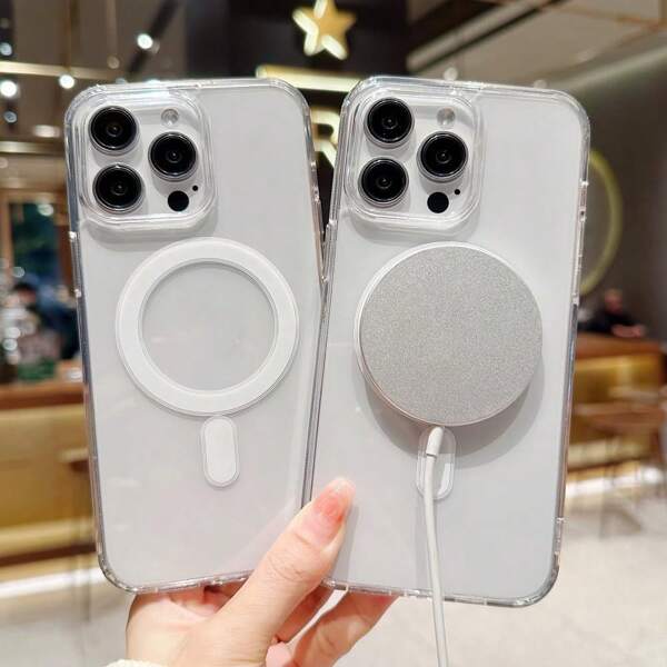 Funda magnética de carga suave y transparente compatible con MagSafe, resistente a golpes y delgada para