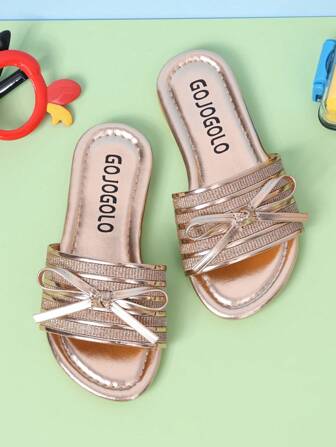 Children's Fashion Beach Slippers, Flat French Bowknot Sandals For Girls To Wear With Dresses In Summer, Comfortable & Elegant