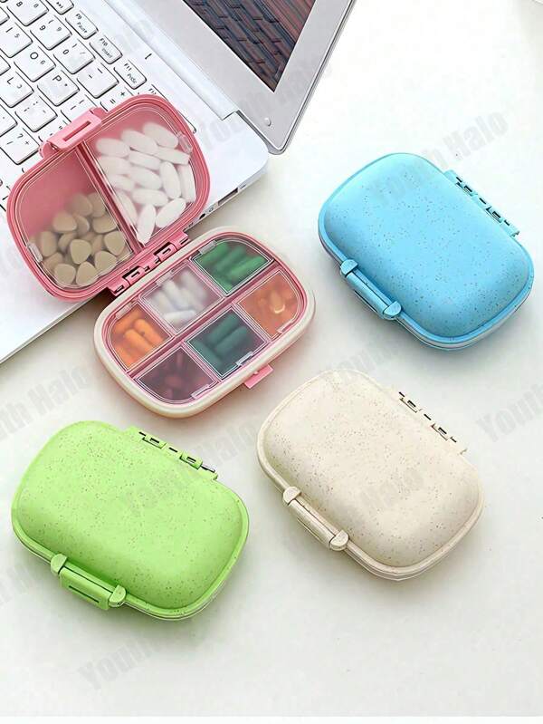 1 Pc 8-Slot Portable Sealed Pill Box, Mini Waterproof Moisture-Proof Travel Medicine Storage Container, Small Pocket Vitamin Fish Oil Organizer Box, Suitable For Outdoor Camping, Hiking, Fishing, Mountaineering, Safe Traveling
