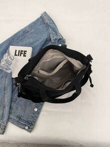 Fashionable Women's Large Capacity Drawstring Decor Crossbody Bag - Black - View 2