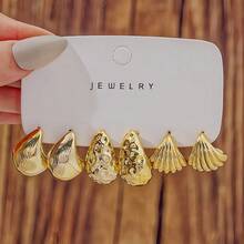 12 perechi de cercei retro minimalisti CCB geometrici asimetrici din rășină aurie, design de înaltă calitate, potriviți pentru purtare zilnică, întâlniri și festivaluri - Costum auriu - Vizualizare 9