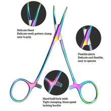 13厘米（5英寸）宠物美容院止血钳专业狗医院猫受伤工具家用日式不锈钢不锈钢彩色止血钳，直头电镀宠物耳毛脱毛钳，美容工具 - 彩色 - 查看 10