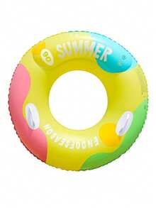 1pc Adult Inflatable Swimming Ring With Handles, Double Air Chambers Backrest, Outdoor Water Floating Armpit Circle